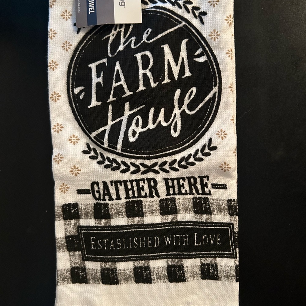 Farmhouse Kitchen Towel - Black and White